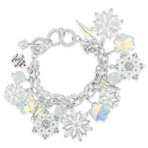 Snow Crystal AB Two Strand Bracelet by Ritzy Couture DeLuxe - Fine Silver Plated
